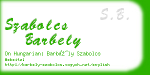 szabolcs barbely business card